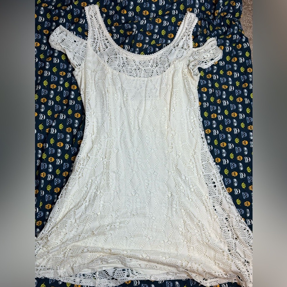 Free people cream crochet dress used L